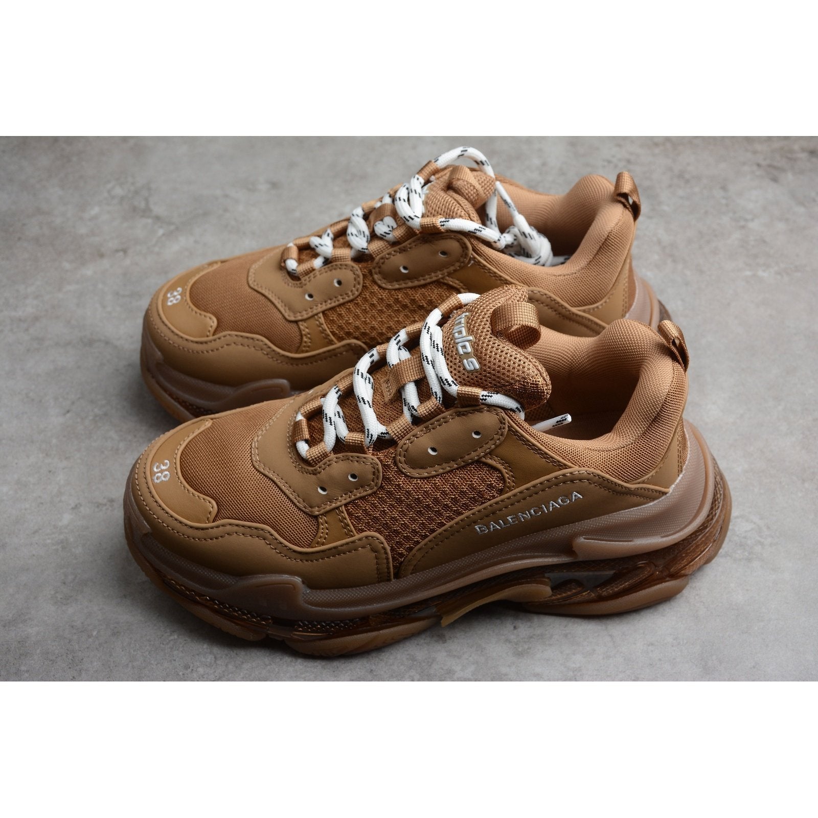 BALENCIAGA TRIPLE S CLEAR SOLE x BROWN - Phantom Kicks