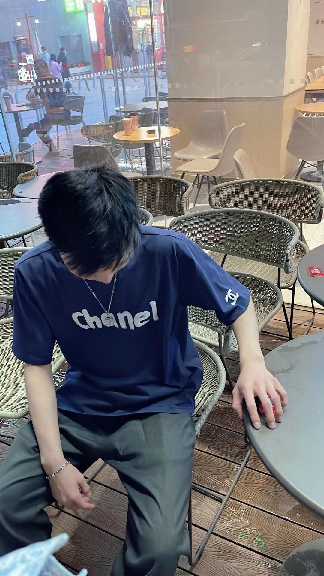 Chanel Logo T-Shirt (Navy Blue) - Phantom Kicks