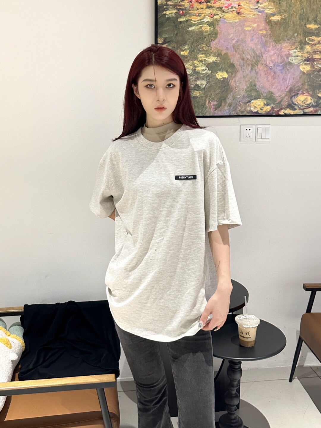 Fear of God Essentials Logo T-Shirt - Heather Grey - Phantom Kicks