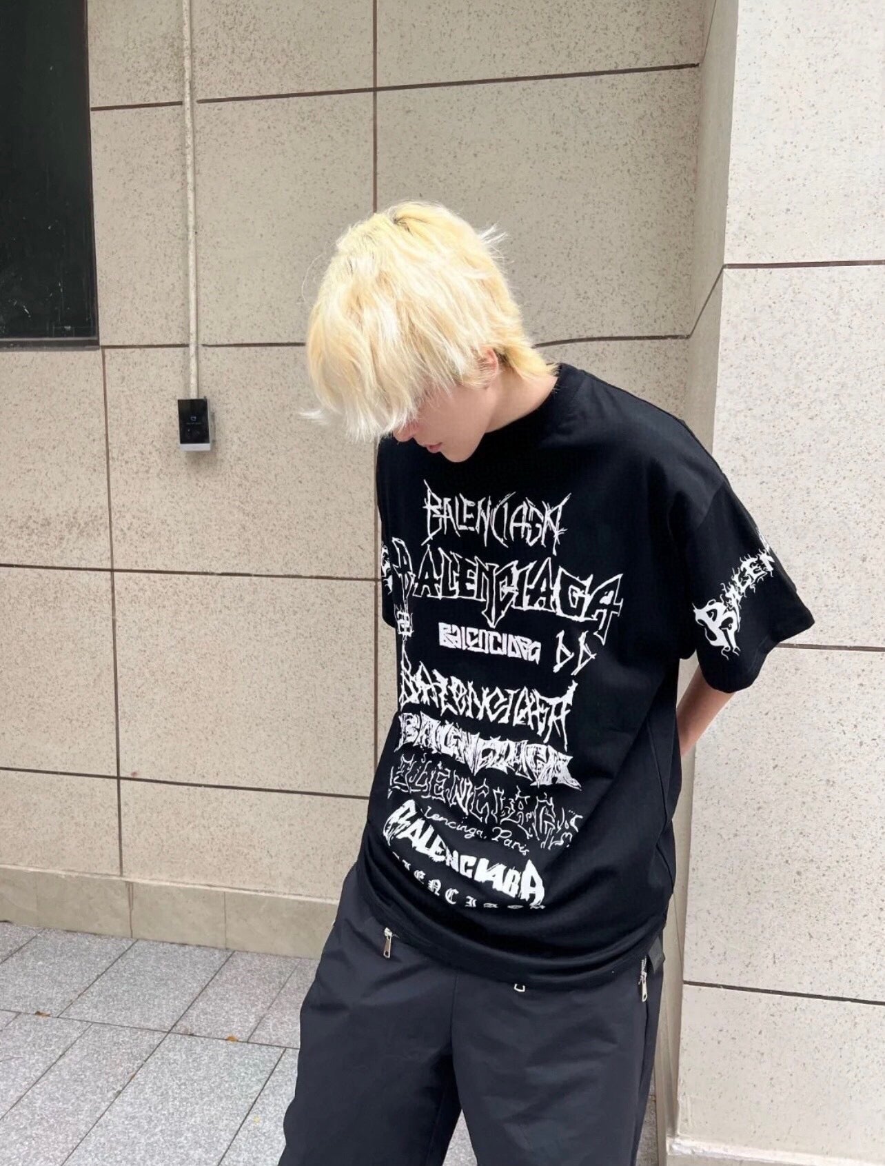 Balenciaga Multi-Logo T-Shirt (Black) - Phantom Kicks