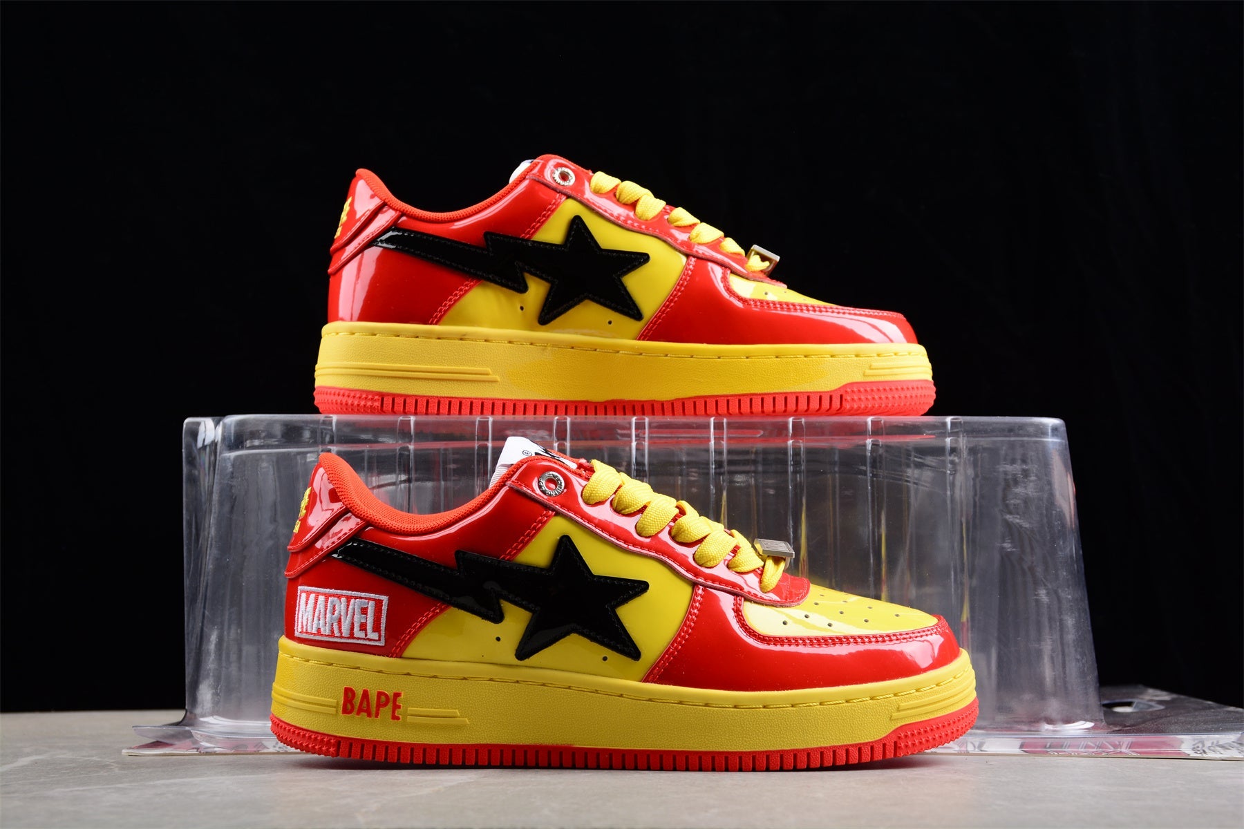 BAPE STA Low-Top Sneakers in Red and Yellow Iron Man Edition - Phantom Kicks