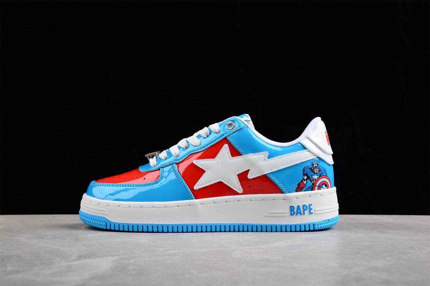 BAPE STA Low-Top Sneakers in Blue and Red Captain America Edition - Phantom Kicks