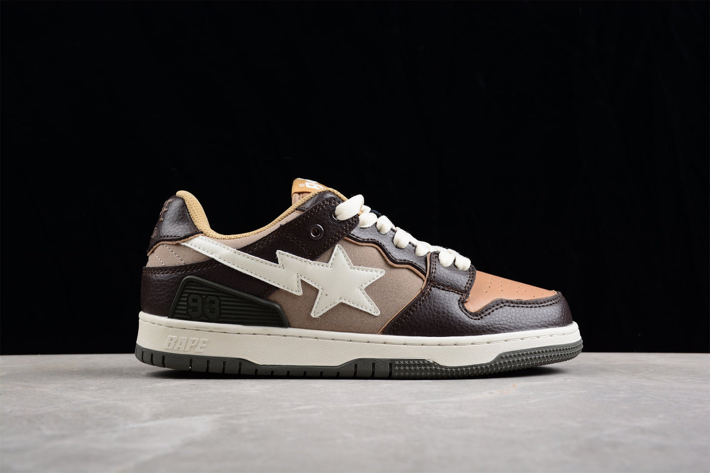 BAPE STA Low-Top Sneakers in Brown and Beige - Phantom Kicks