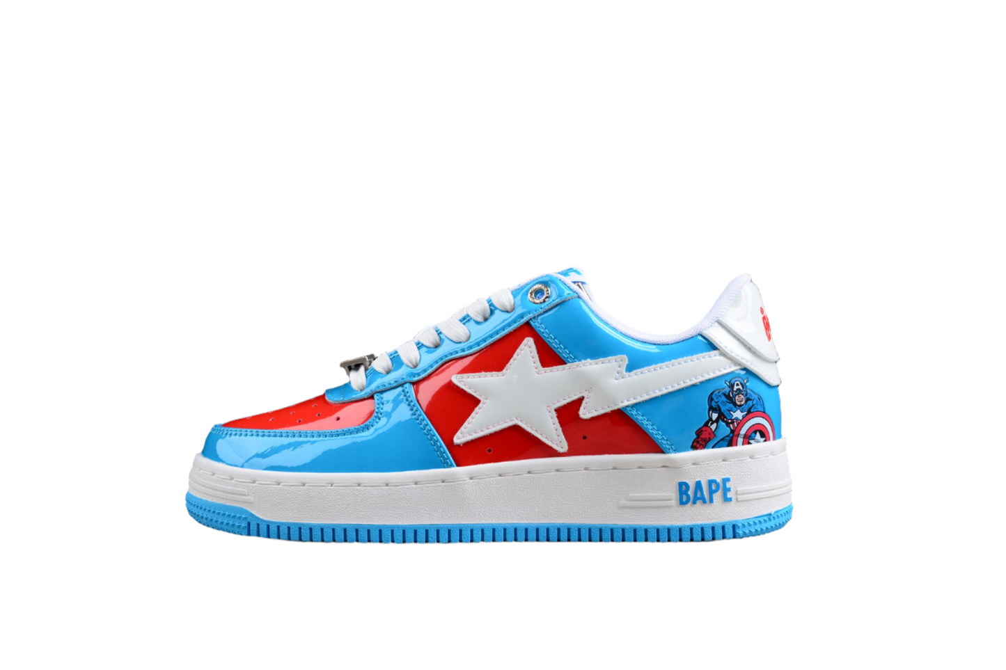 BAPE STA Low-Top Sneakers in Blue and Red Captain America Edition - Phantom Kicks