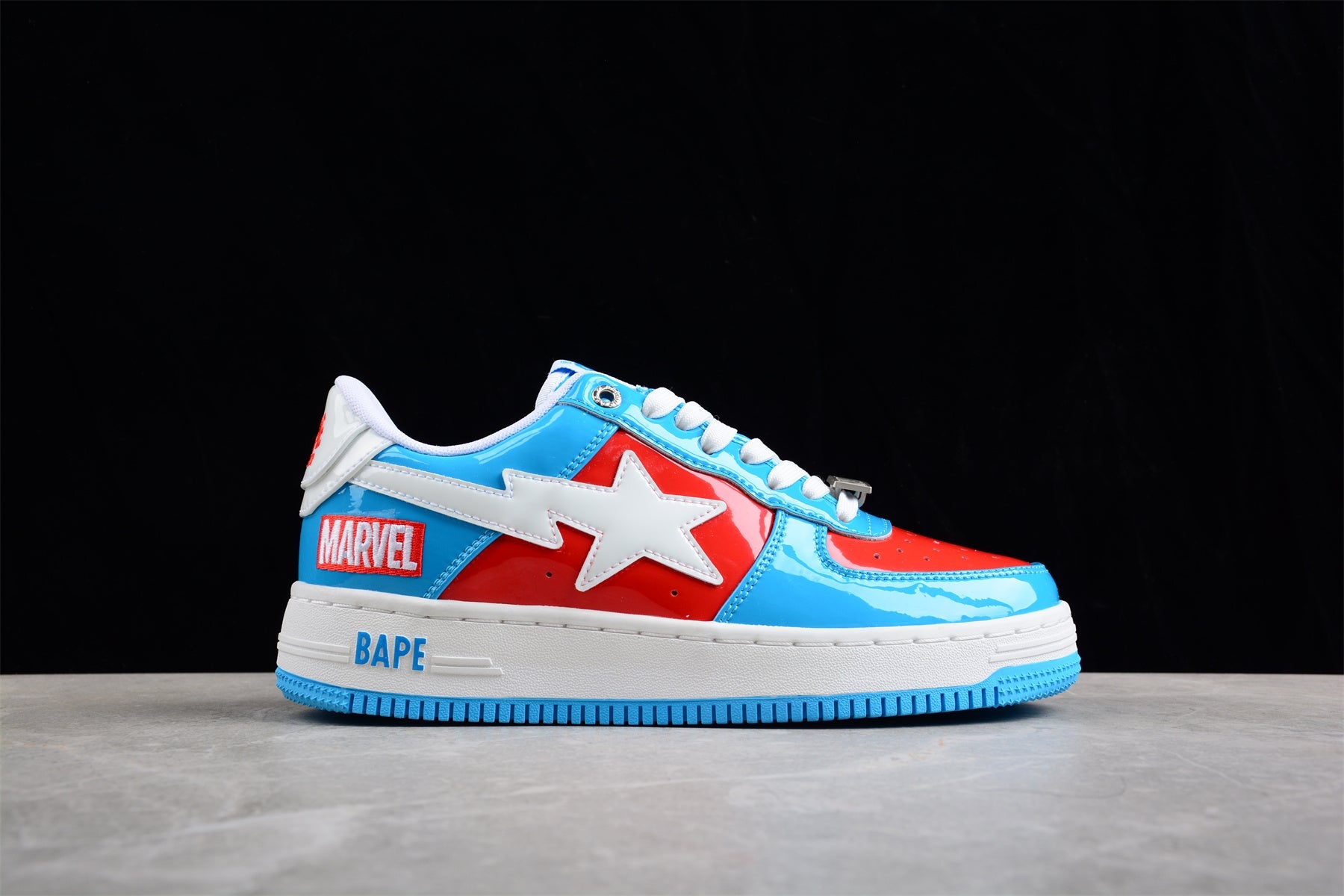 BAPE STA Low-Top Sneakers in Blue and Red Captain America Edition - Phantom Kicks