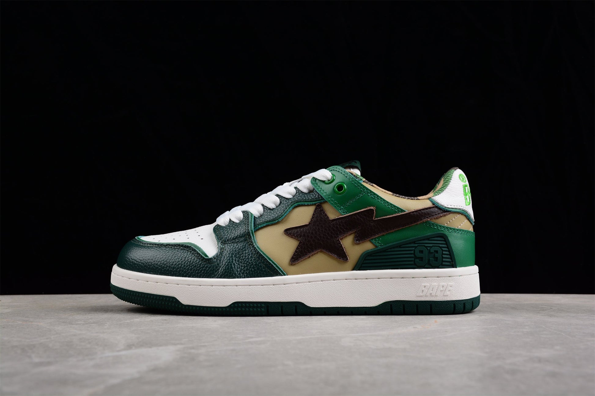BAPE STA Low-Top Sneakers in Green and Brown - Phantom Kicks