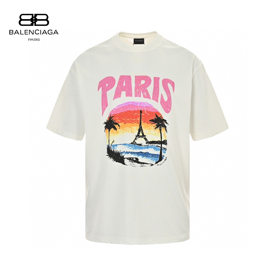 Balenciaga White T-Shirt with Paris Graphic - Phantom Kicks