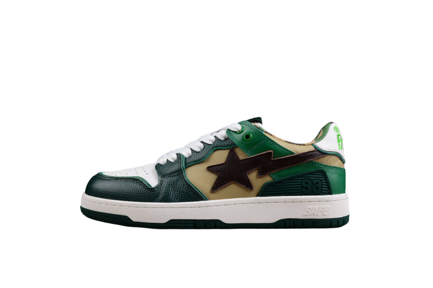 BAPE STA Low-Top Sneakers in Green and Brown - Phantom Kicks
