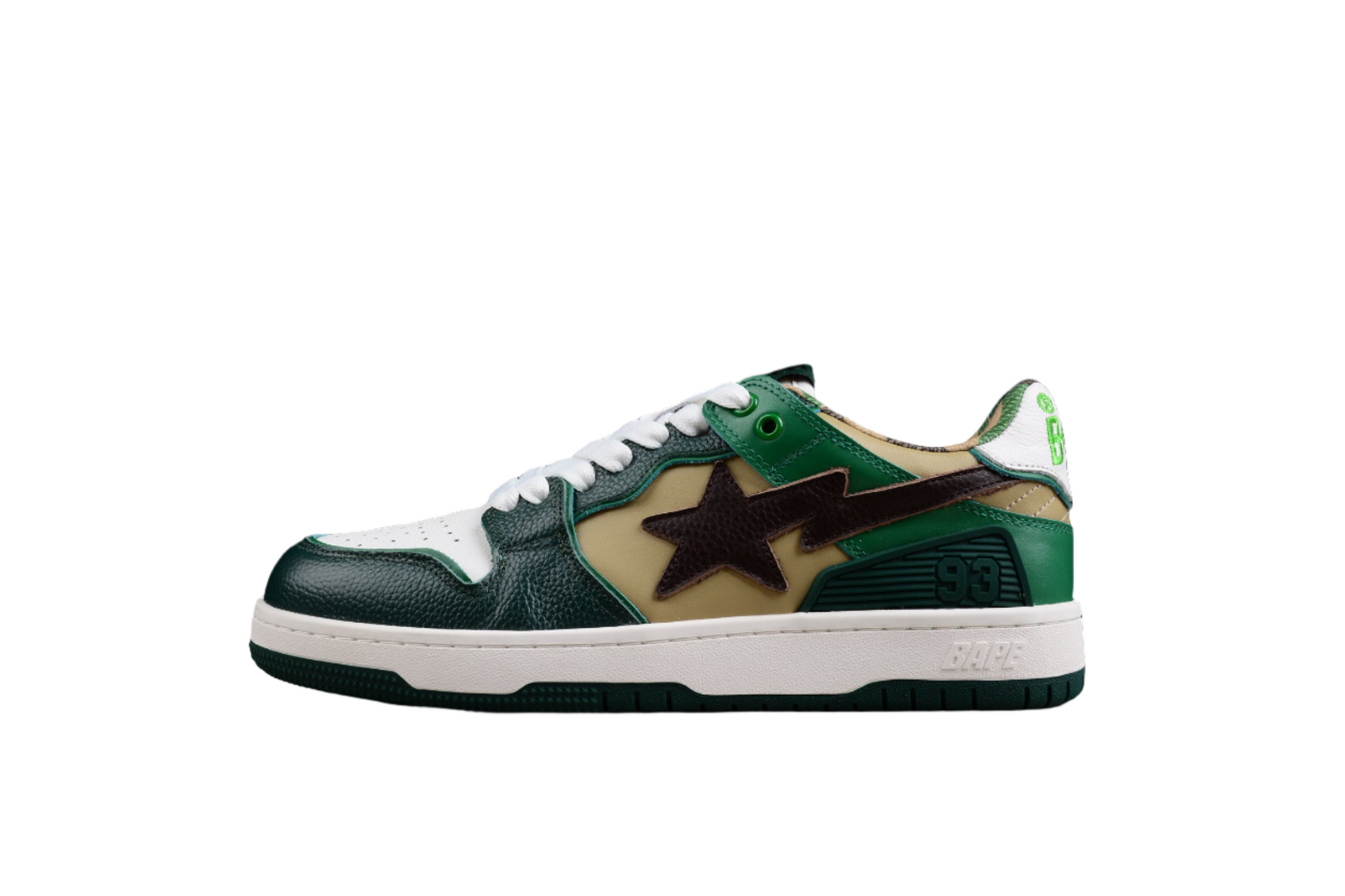 BAPE STA Low-Top Sneakers in Green and Brown - Phantom Kicks