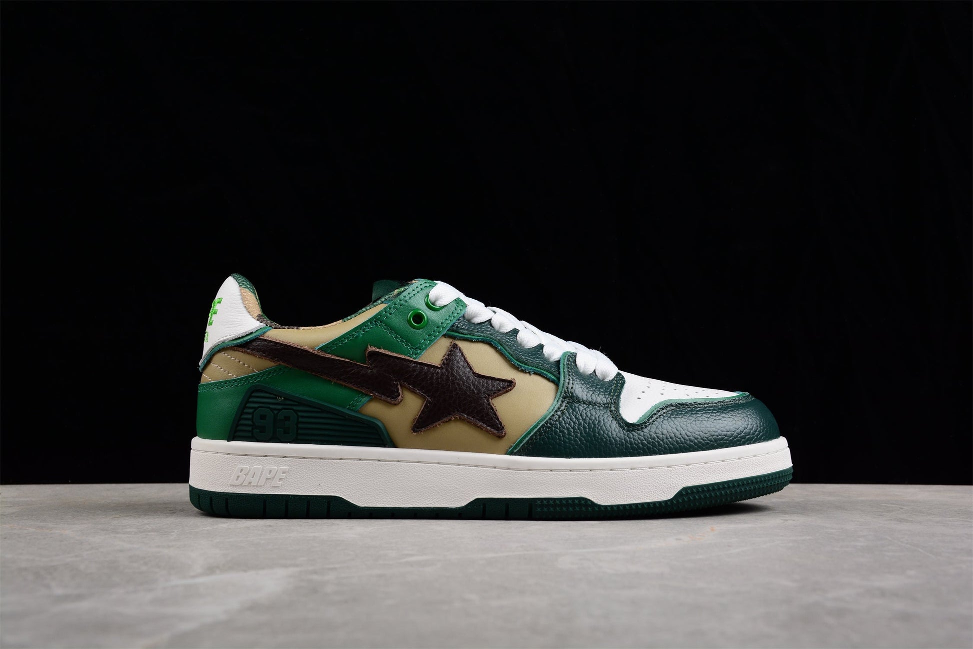 BAPE STA Low-Top Sneakers in Green and Brown - Phantom Kicks