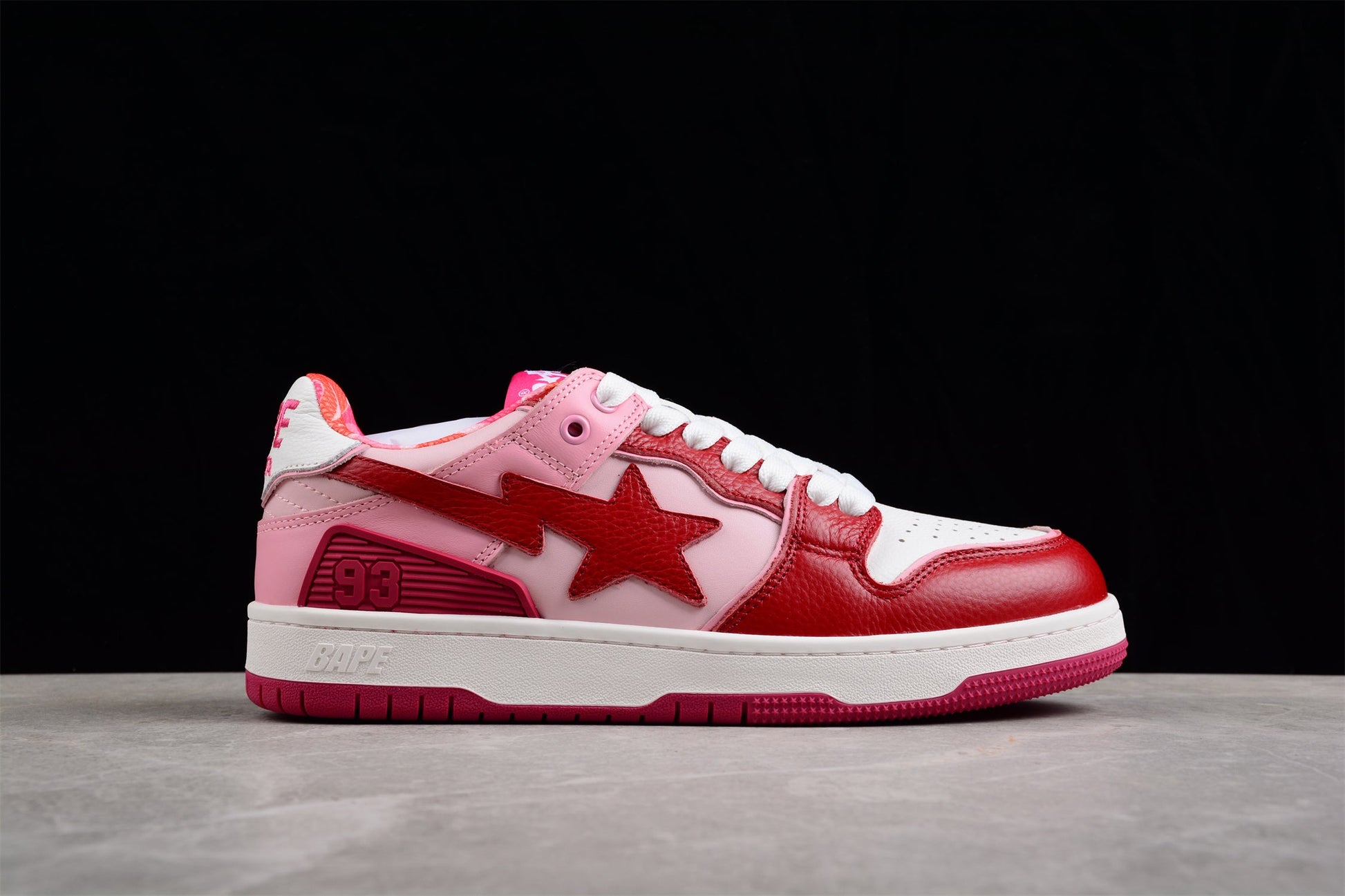 BAPE STA Low-Top Sneakers in Red and Pink - Phantom Kicks