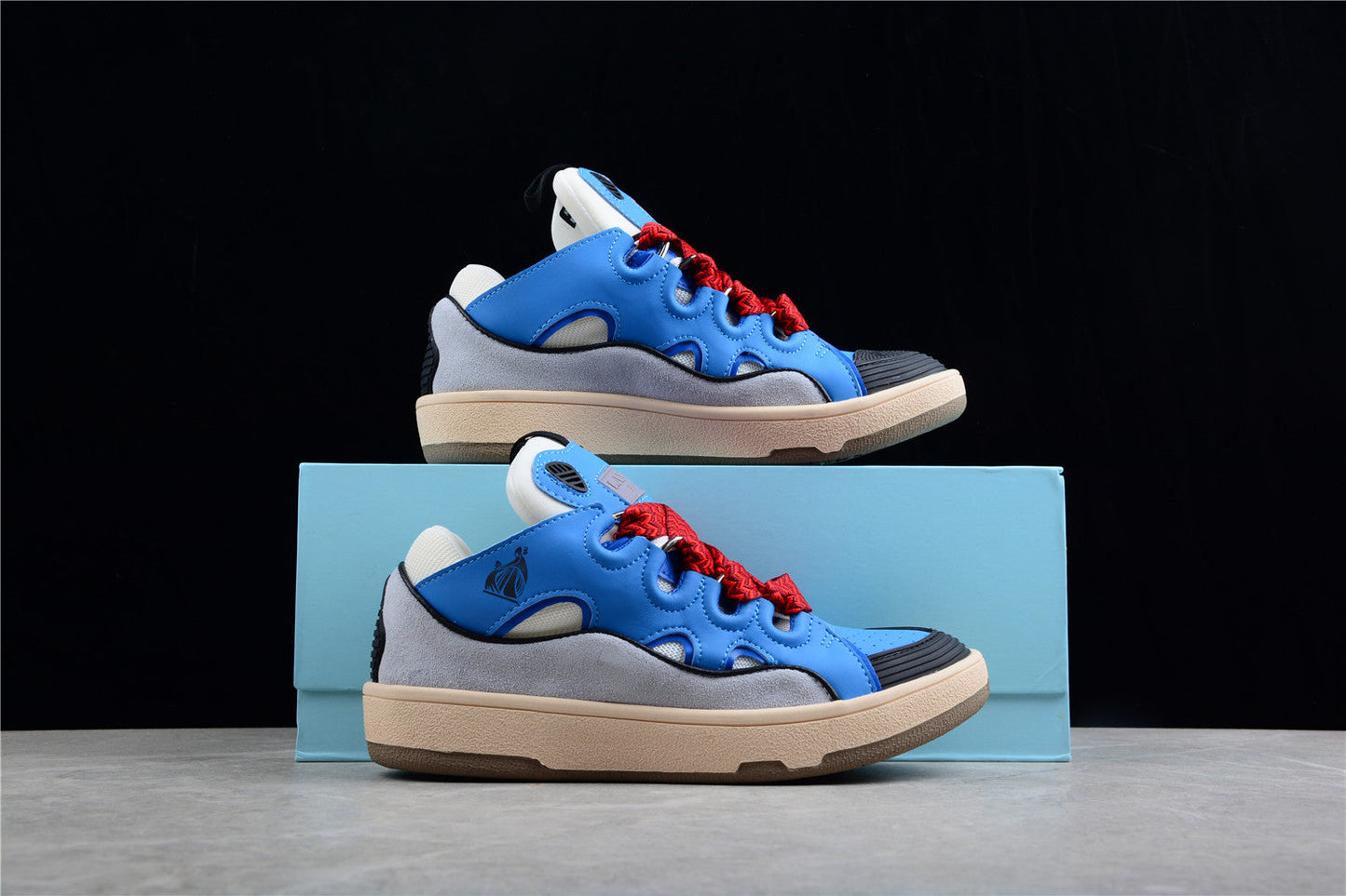 Lanvin Blue and Red Lace Sneakers - Phantom Kicks