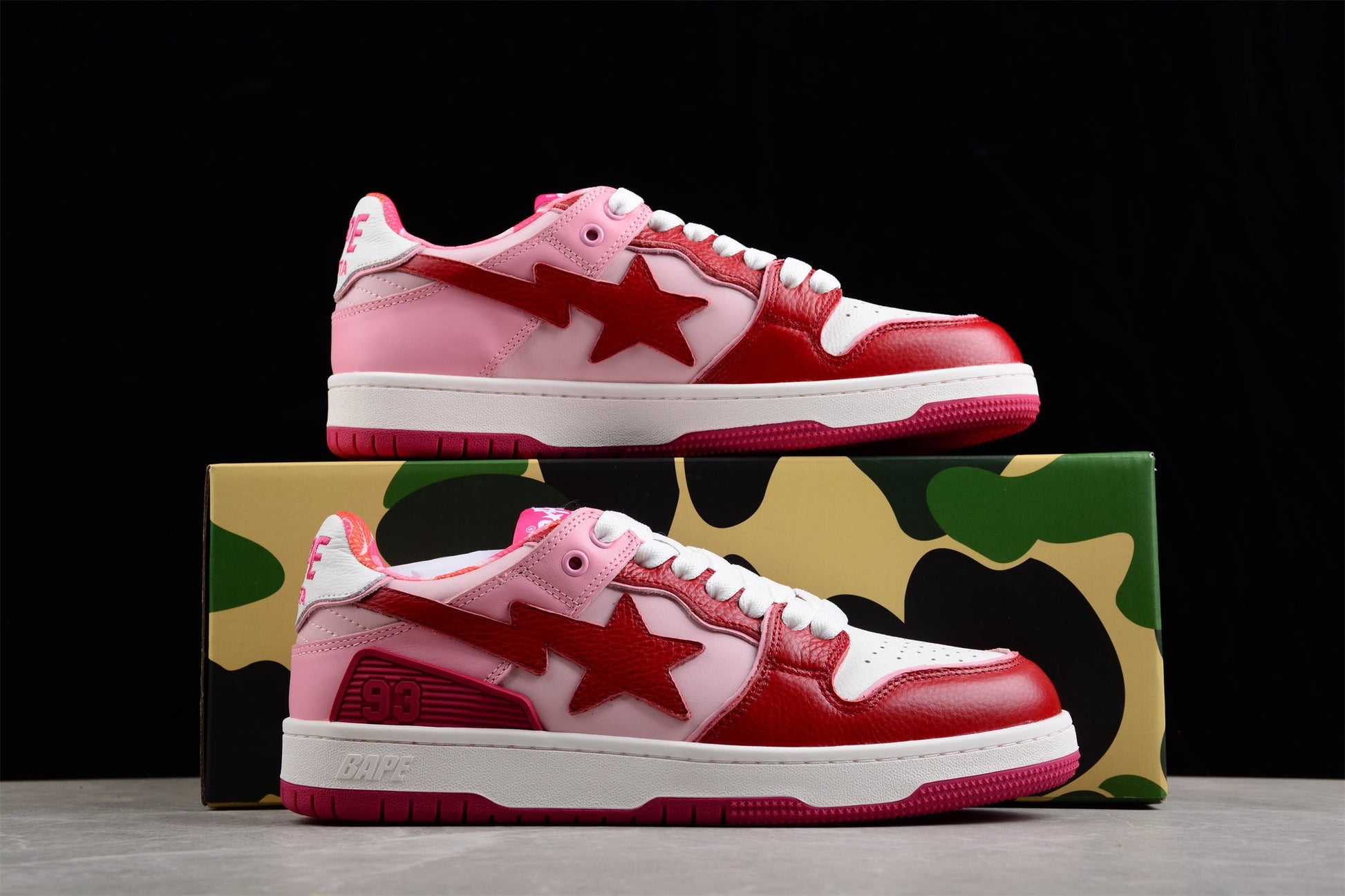 BAPE STA Low-Top Sneakers in Red and Pink - Phantom Kicks