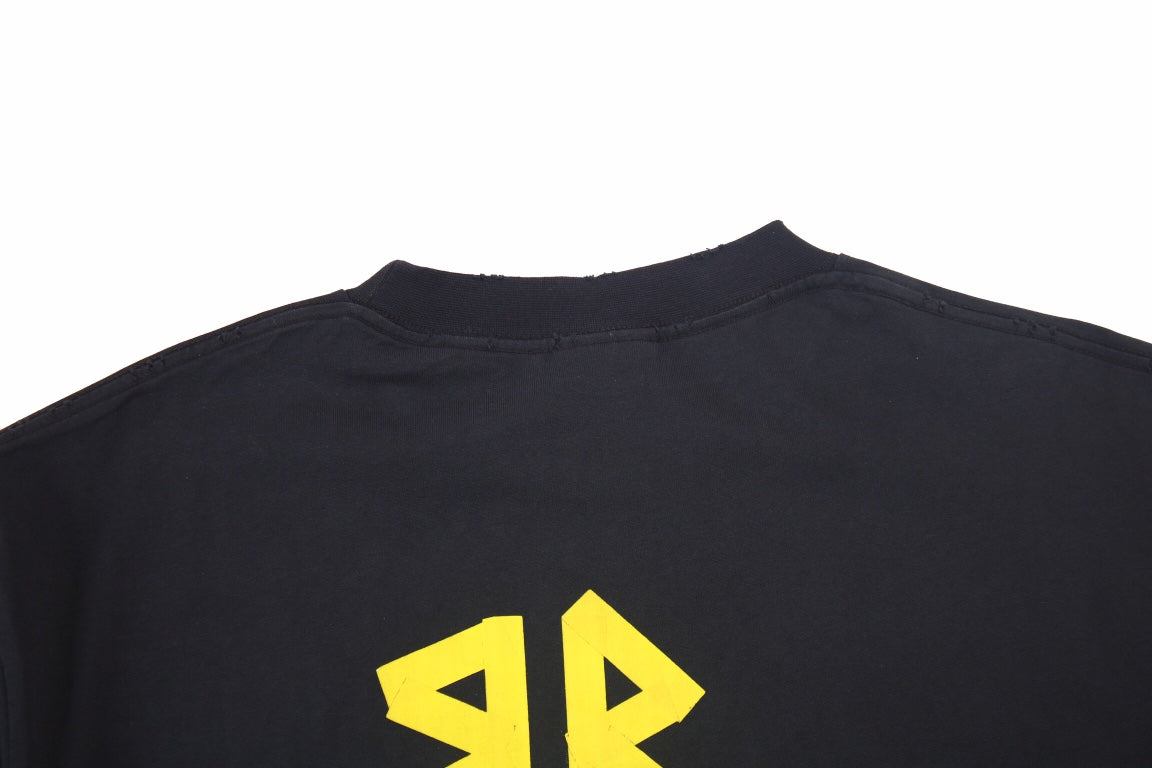 BALENCIAGA LOGO T-SHIRT BLACK YELLOW - Phantom Kicks