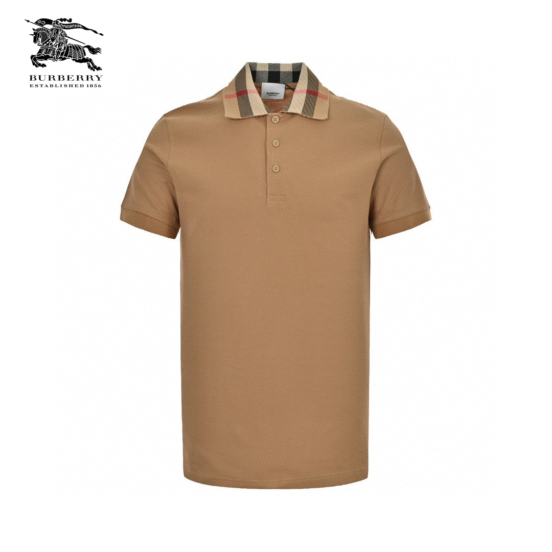 Burberry Polo Shirt with Check Collar (Tan) - Phantom Kicks