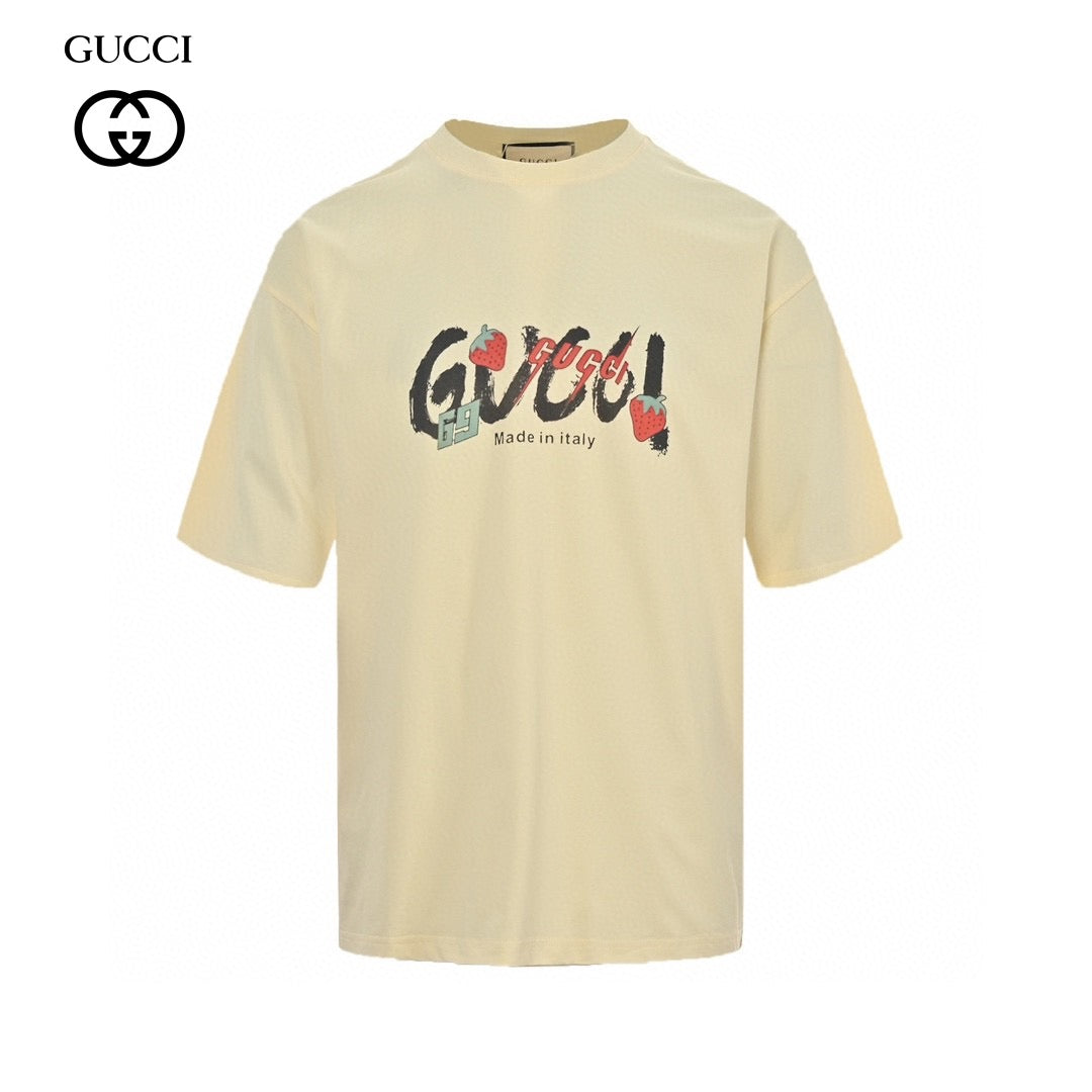 Gucci Strawberry Logo T-Shirt (Beige) - Phantom Kicks