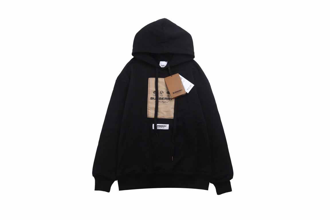 Burberry Black Hoodie with Logo Patch - Phantom Kicks