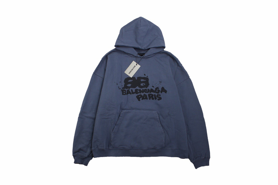 Balenciaga Paris Graffiti Hoodie - Blue - Phantom Kicks
