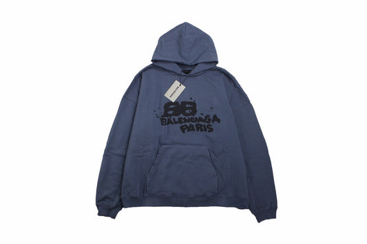Balenciaga Paris Graffiti Hoodie - Blue - Phantom Kicks