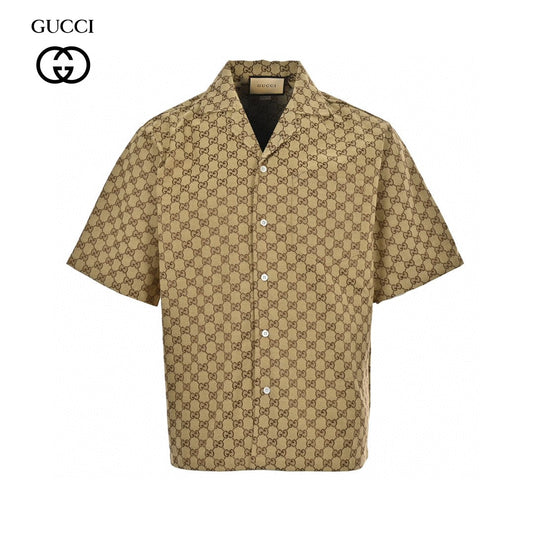 Gucci GG Monogram Beige Short Sleeve Shirt - Phantom Kicks
