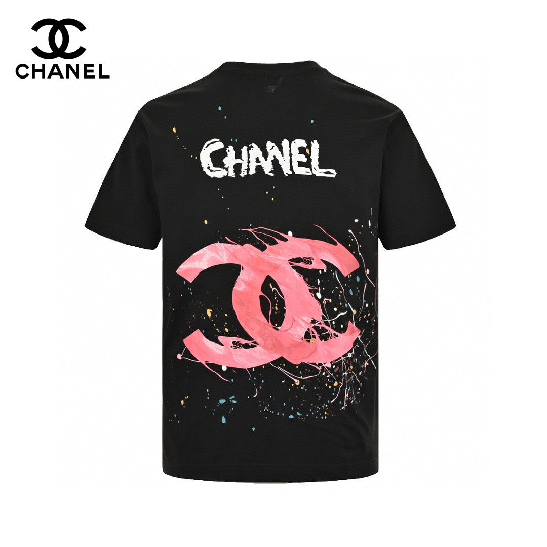 Chanel Pink Splash Logo Black T-Shirt - Phantom Kicks
