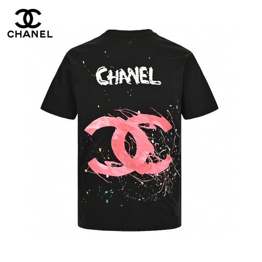 Chanel Pink Splash Logo Black T-Shirt - Phantom Kicks