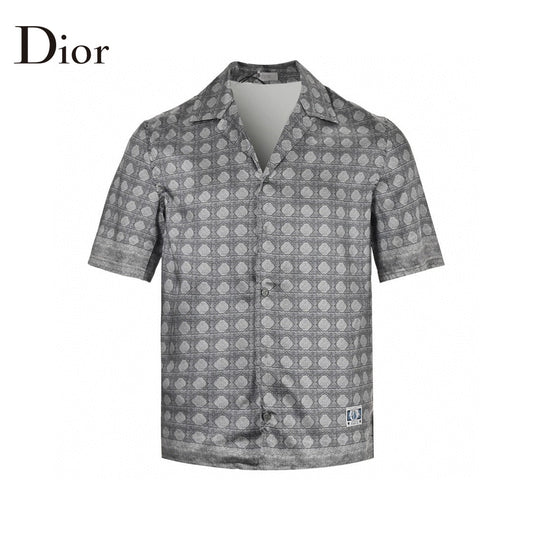 Dior Geometric Pattern Short Sleeve Shirt in Gray - Phantom Kicks