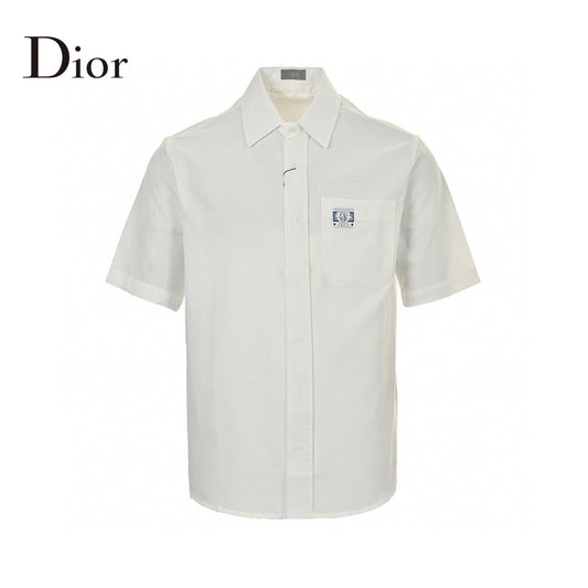 Dior Short Sleeve Button-Up Shirt (White) - Phantom Kicks