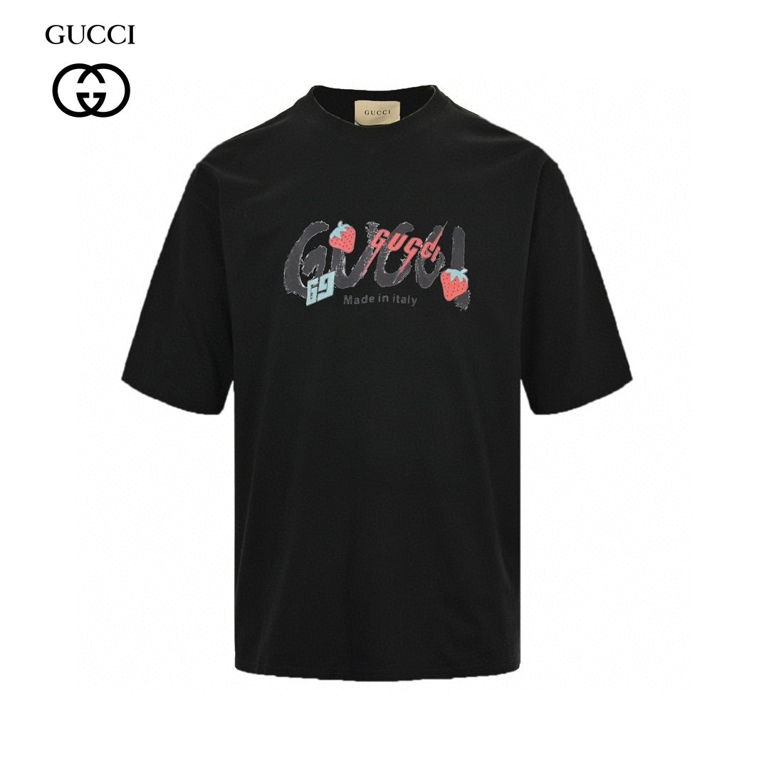 Gucci Strawberry Logo T-Shirt (Black) - Phantom Kicks