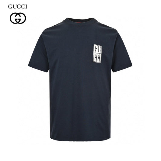 Gucci Navy Blue T-Shirt with Vertical Logo Patch - Phantom Kicks