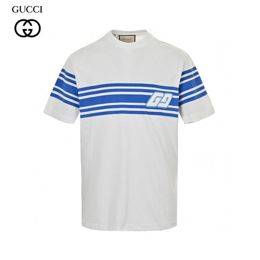 Gucci GG Blue Stripe White T-Shirt - Phantom Kicks