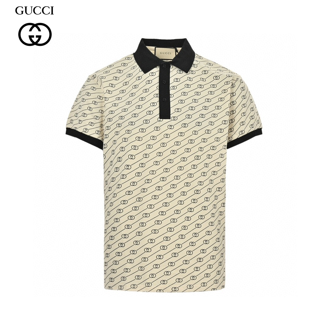 Gucci Beige and Black Patterned Polo Shirt - Phantom Kicks