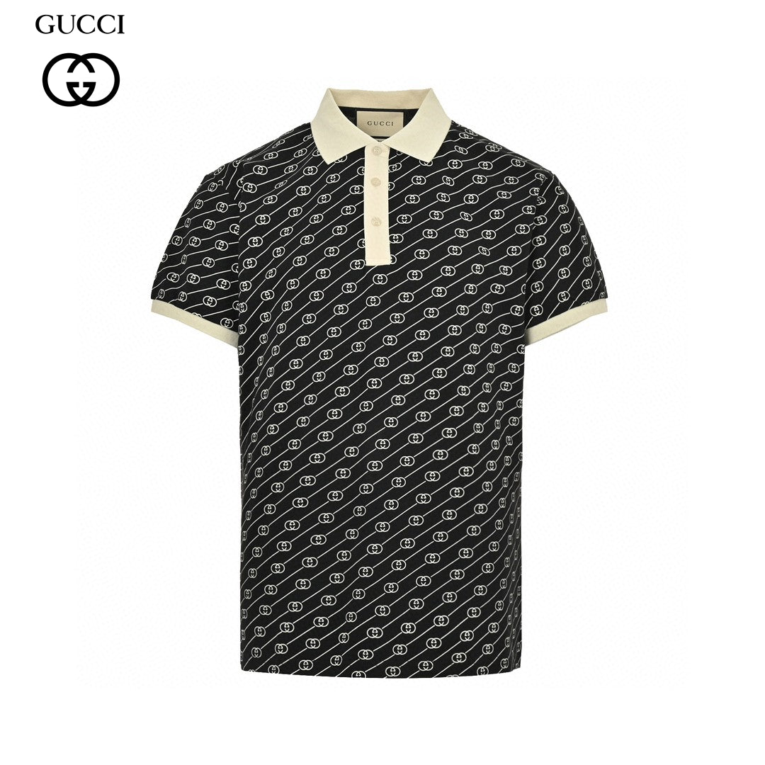 Gucci Black and Beige Patterned Polo Shirt - Phantom Kicks