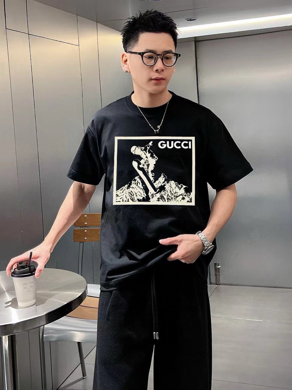 Gucci Snowboarder Graphic Black T-Shirt - Phantom Kicks