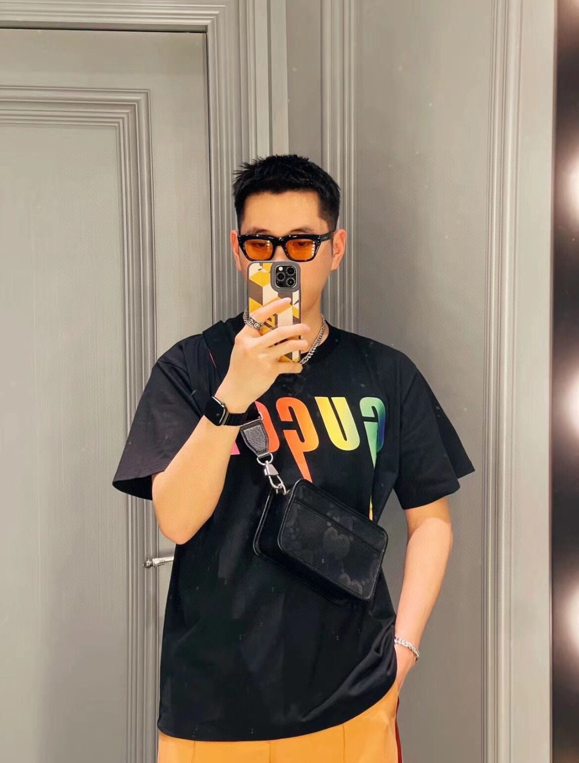 Gucci Rainbow Lightning T-Shirt (Black) - Phantom Kicks