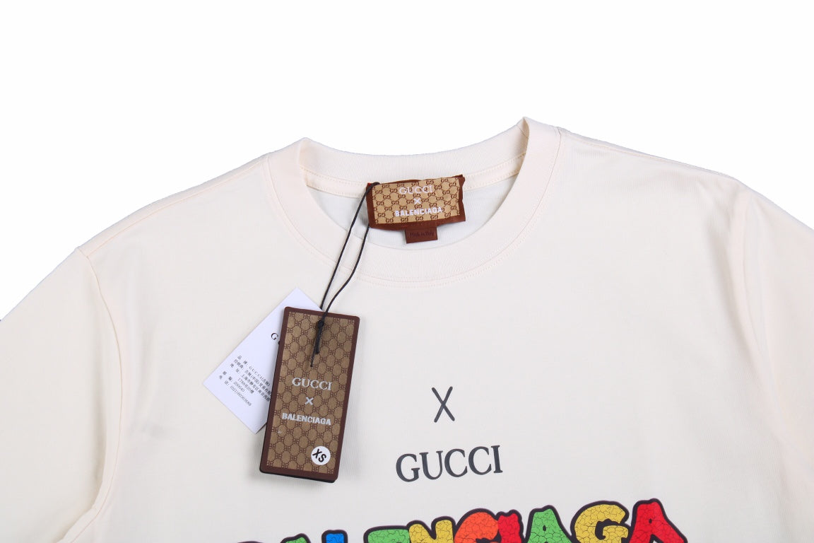 GUCCI x BALENCIAGA DRIP LOGO T-SHIRT CREAM - Phantom Kicks