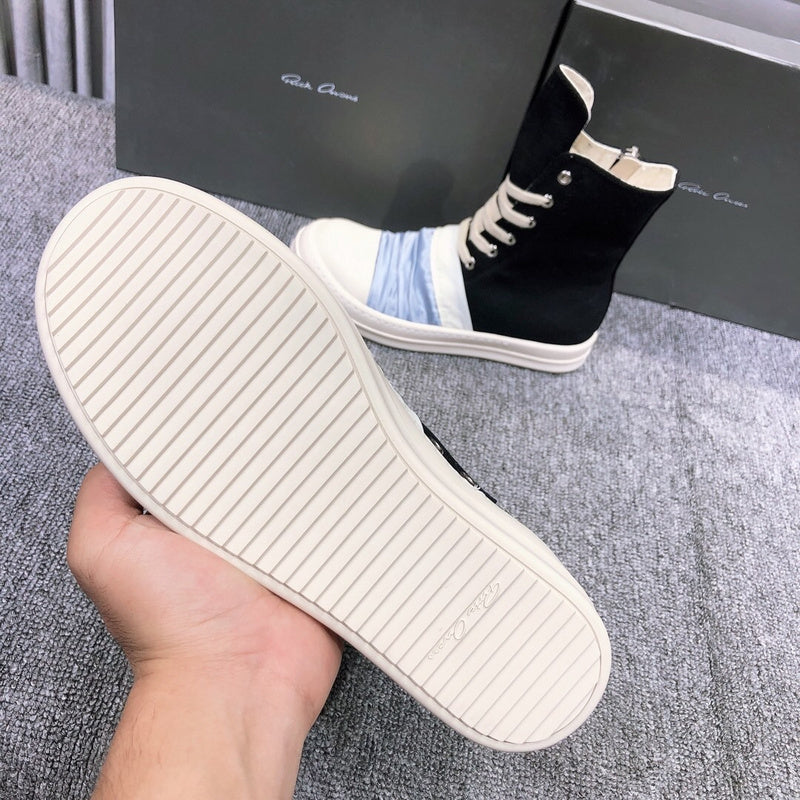 Rick Owens Black Canvas Boots with Ruched Fabric - Phantom Kicks