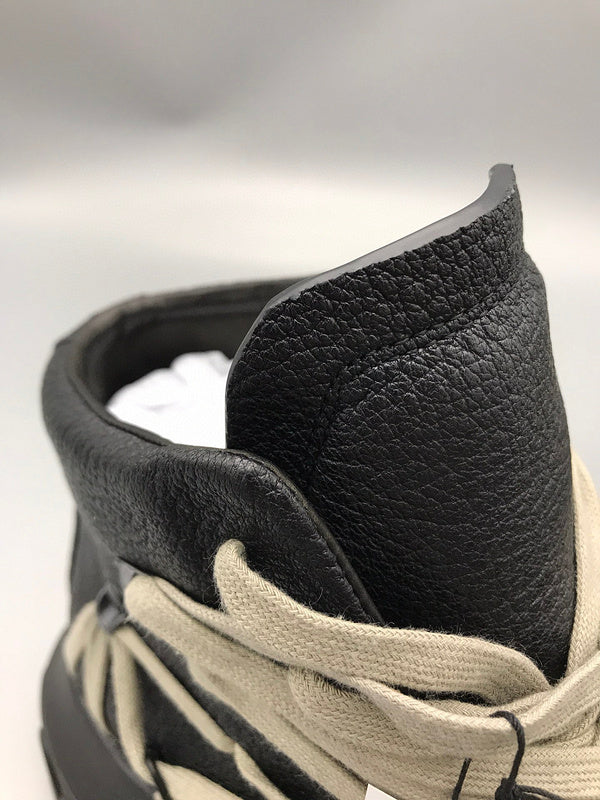 Rick Owens Black High-Top Sneakers with Beige Straps - Phantom Kicks