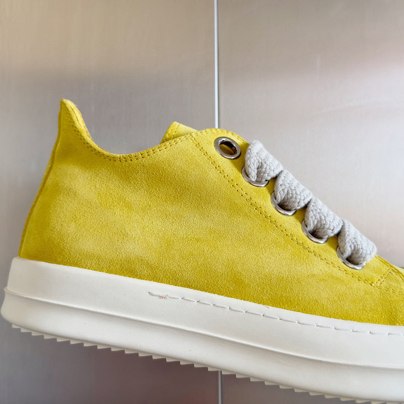 Rick Owens Yellow Suede Low-Top Sneakers - Phantom Kicks