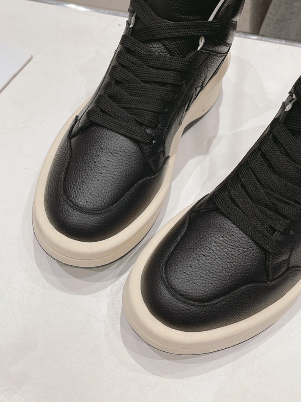Rick Owens Black and White High-Top Sneakers - Phantom Kicks