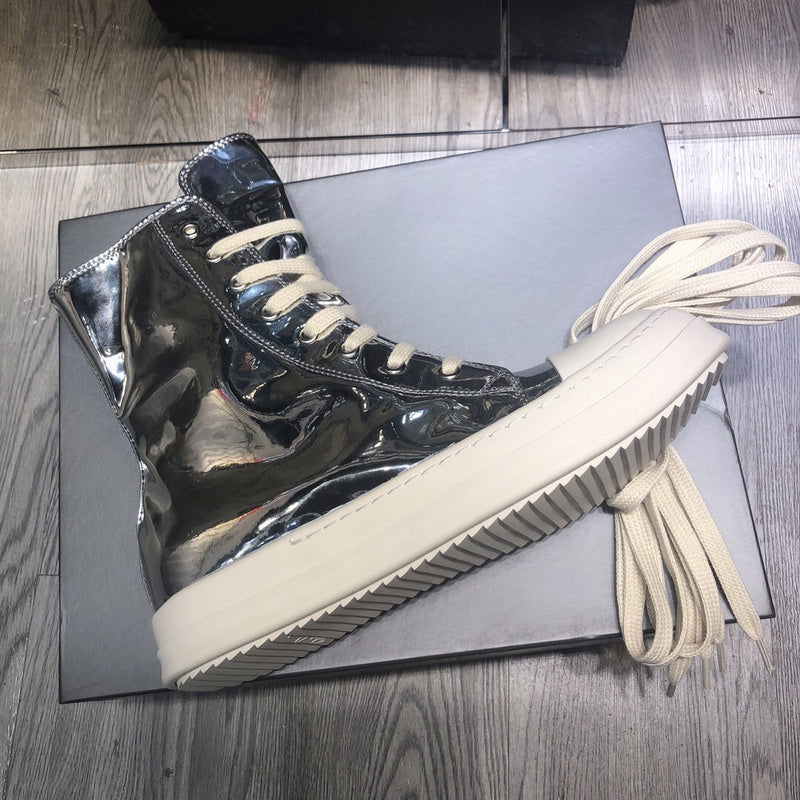 High-Top Metallic Leather Sneakers - Phantom Kicks