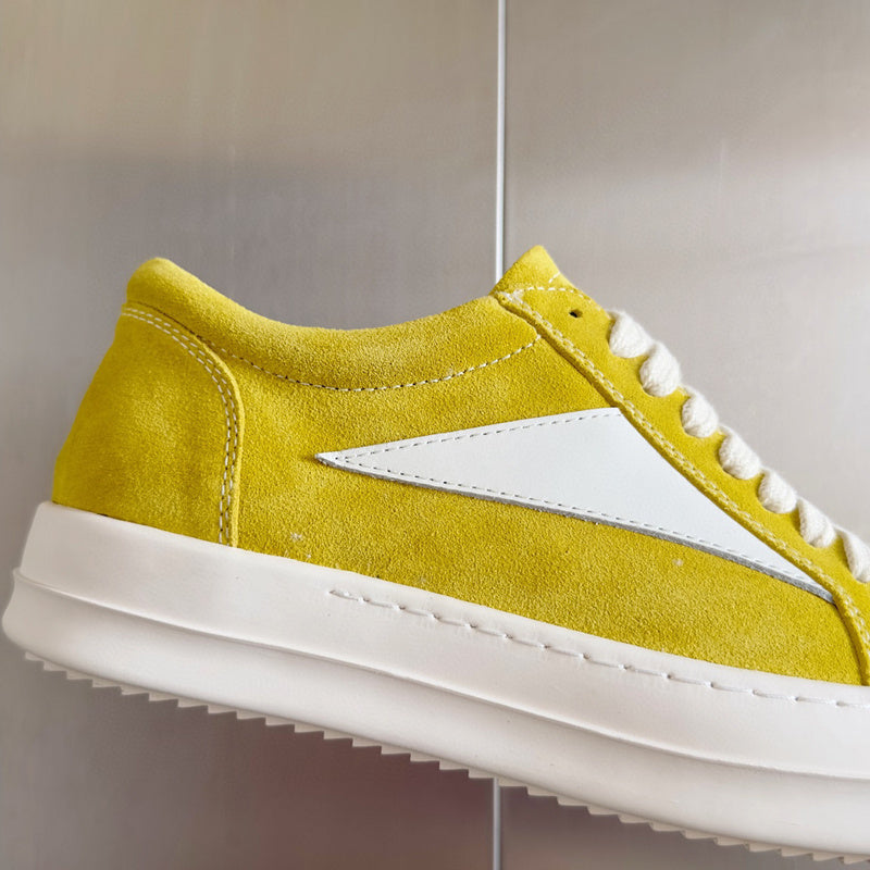 Rick Owens Yellow Suede Low-Top Sneakers - Phantom Kicks