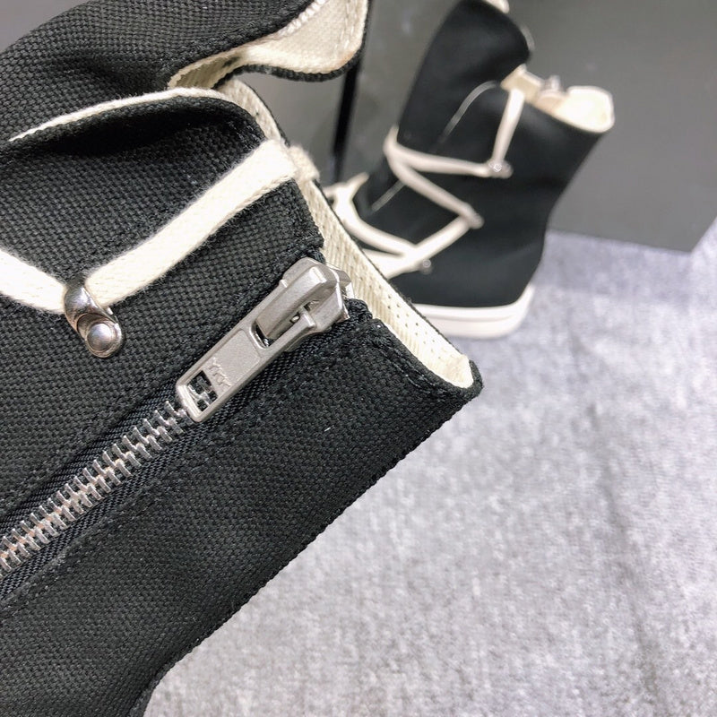High-Top Black Canvas Sneakers with Wrap-Around Laces - Phantom Kicks