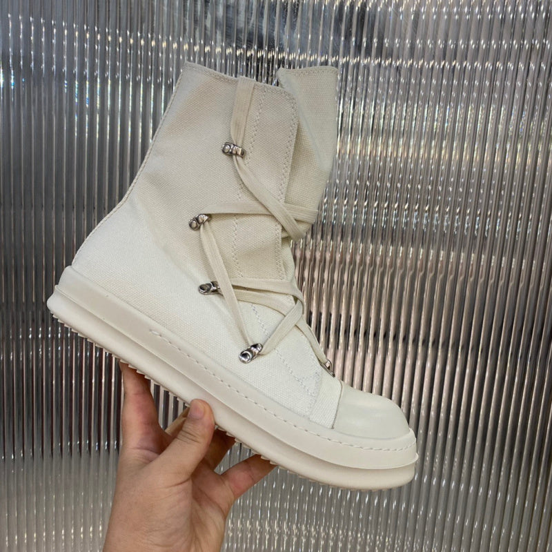 Rick Owens High-Top Canvas Boots - Cream - Phantom Kicks