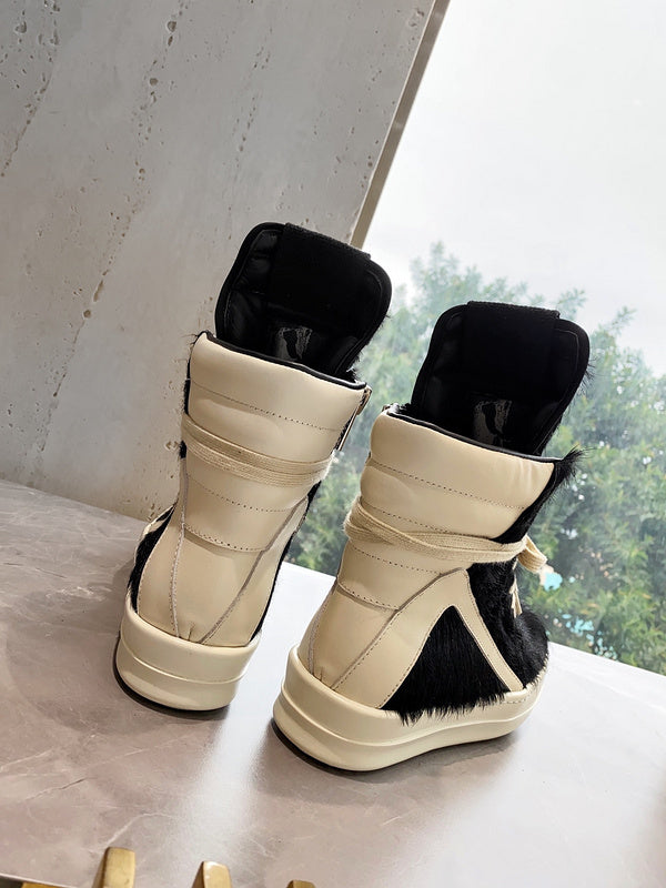 Rick Owens Geobasket Sneakers - Black Pony Hair - Phantom Kicks