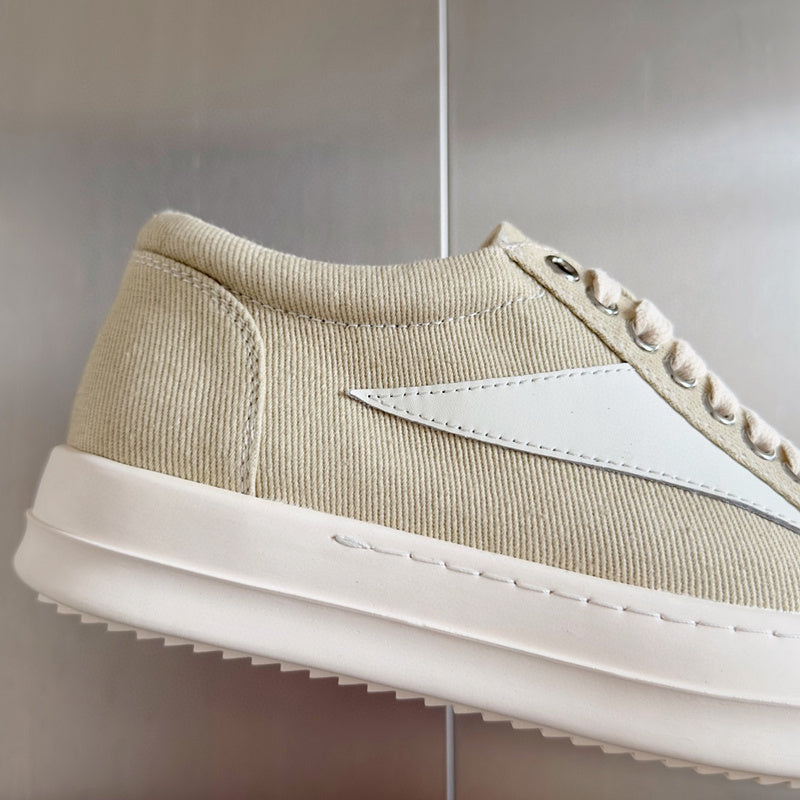 Rick Owens Beige Canvas Low-Top Sneakers - Phantom Kicks