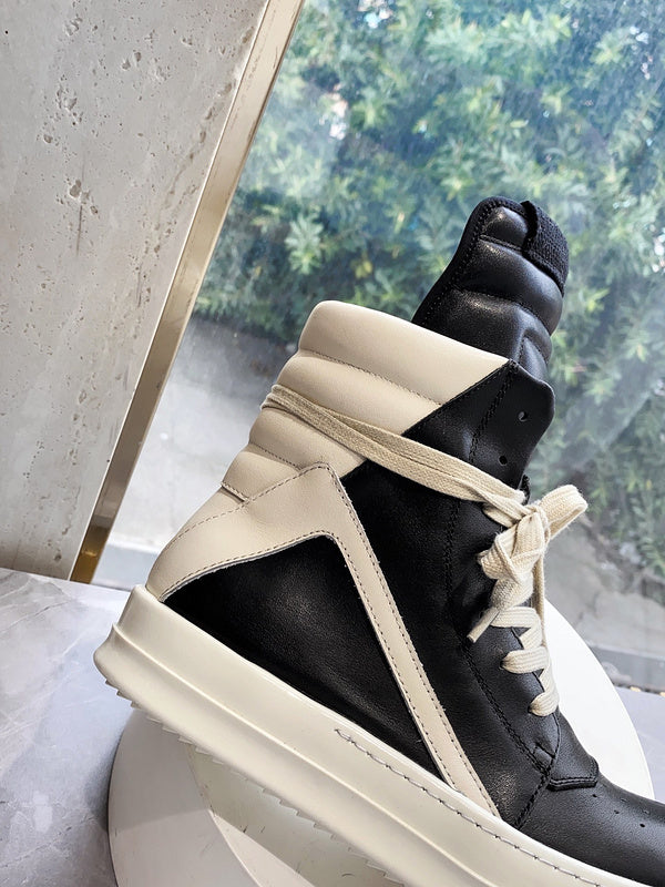 Rick Owens Geobasket Sneakers - Black and Cream - Phantom Kicks