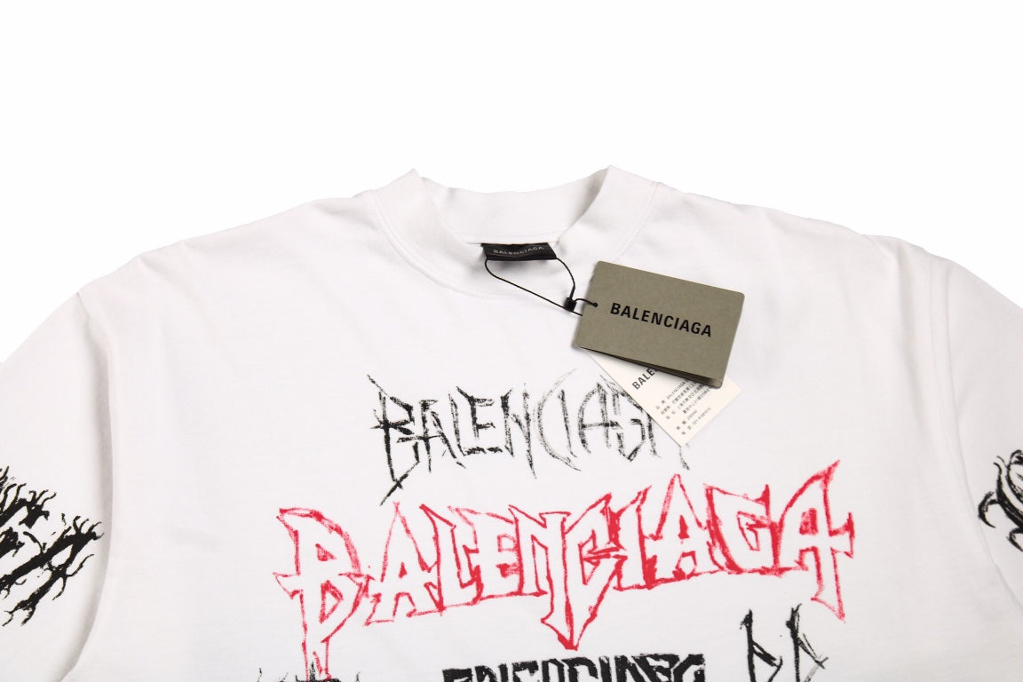 Balenciaga Multi-Logo T-Shirt (White) - Phantom Kicks