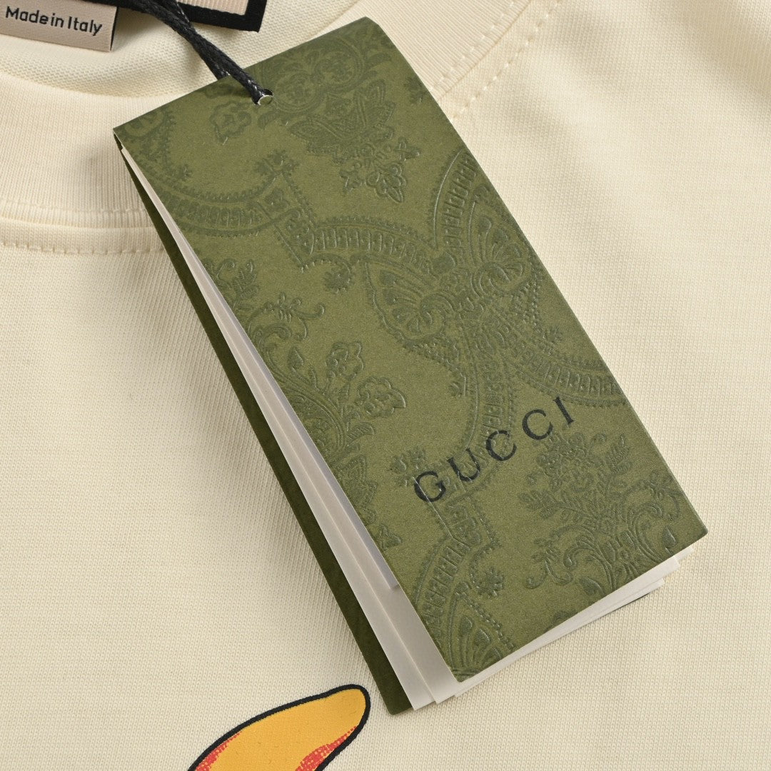 Gucci Cream T-Shirt with Dragon Cartoon - Phantom Kicks