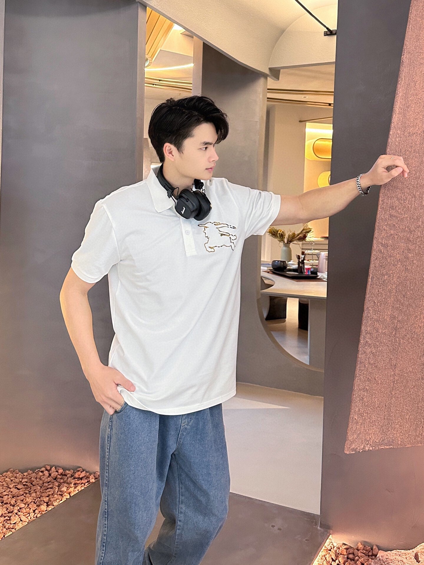 Burberry Embroidered Knight Polo - White - Phantom Kicks